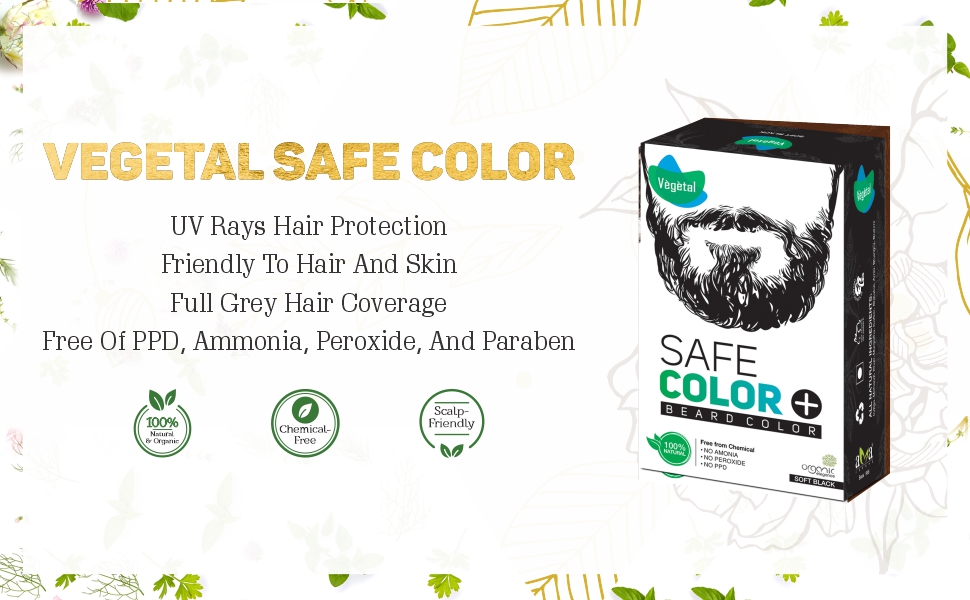 Vegetal Safe Color Natural Shade to Your Hair - Organic Beard Color for Men